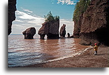 Obserwacja przypływu::Hopewell Rocks, Nowy Brunszwik, Kanada::